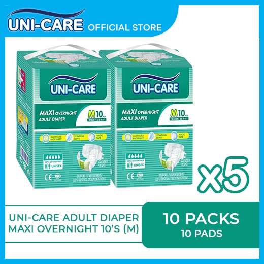 UniCare Maxi Overnight Adult Diaper 10's (Medium) Pack of 10 Shopee