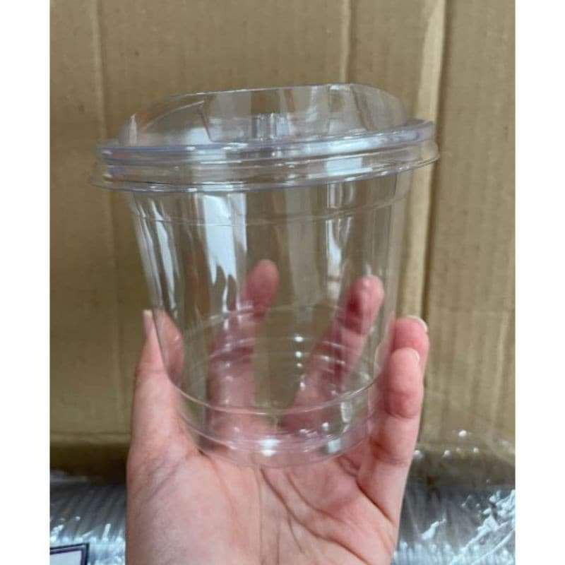 50pcs Iced Coffee PET Dabba Elegant Plastic Cups with Strawless Lid