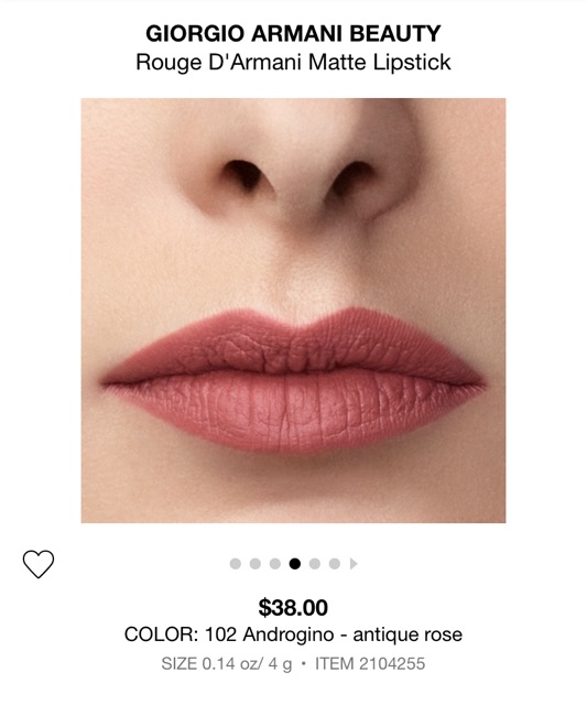 Giorgio Armani Rouge D' Armani Matte Lipstick in 102-Androgino(Antique  Rose) deluxe | Shopee Philippines