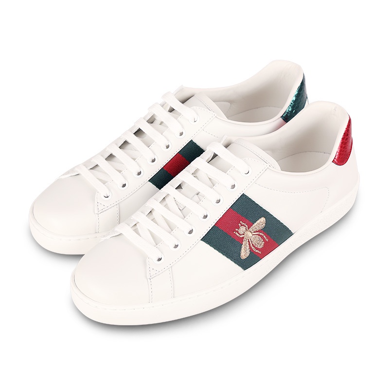 Shoes✐ↂ☫ New unused GUCCI/Gucci red and green casual white shoes 429446  02JP0 | Shopee Philippines