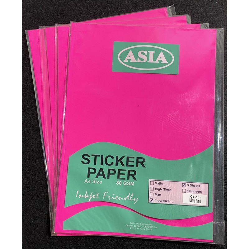 Inkjet Sticker Paper A4 Flourescent 80gsm (5pcs) | Shopee Philippines