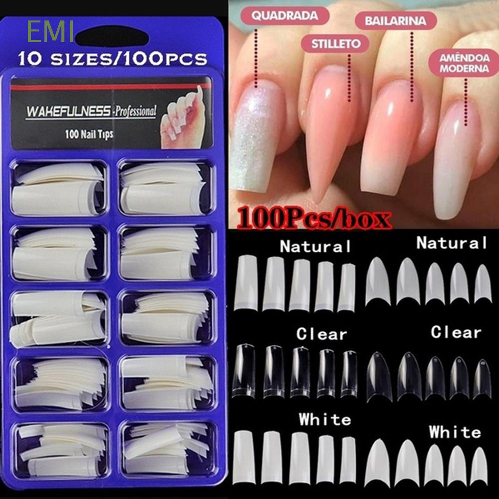 Emi Half Style French Stiletto Uv Gel Acrylic False Nail Tips Shopee Philippines