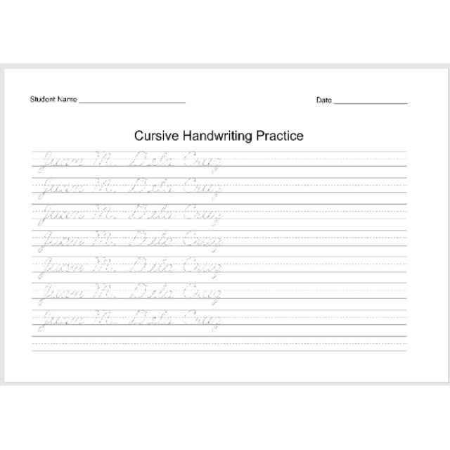 Customized Cursive Handwriting Practice Worksheets Shopee Philippines