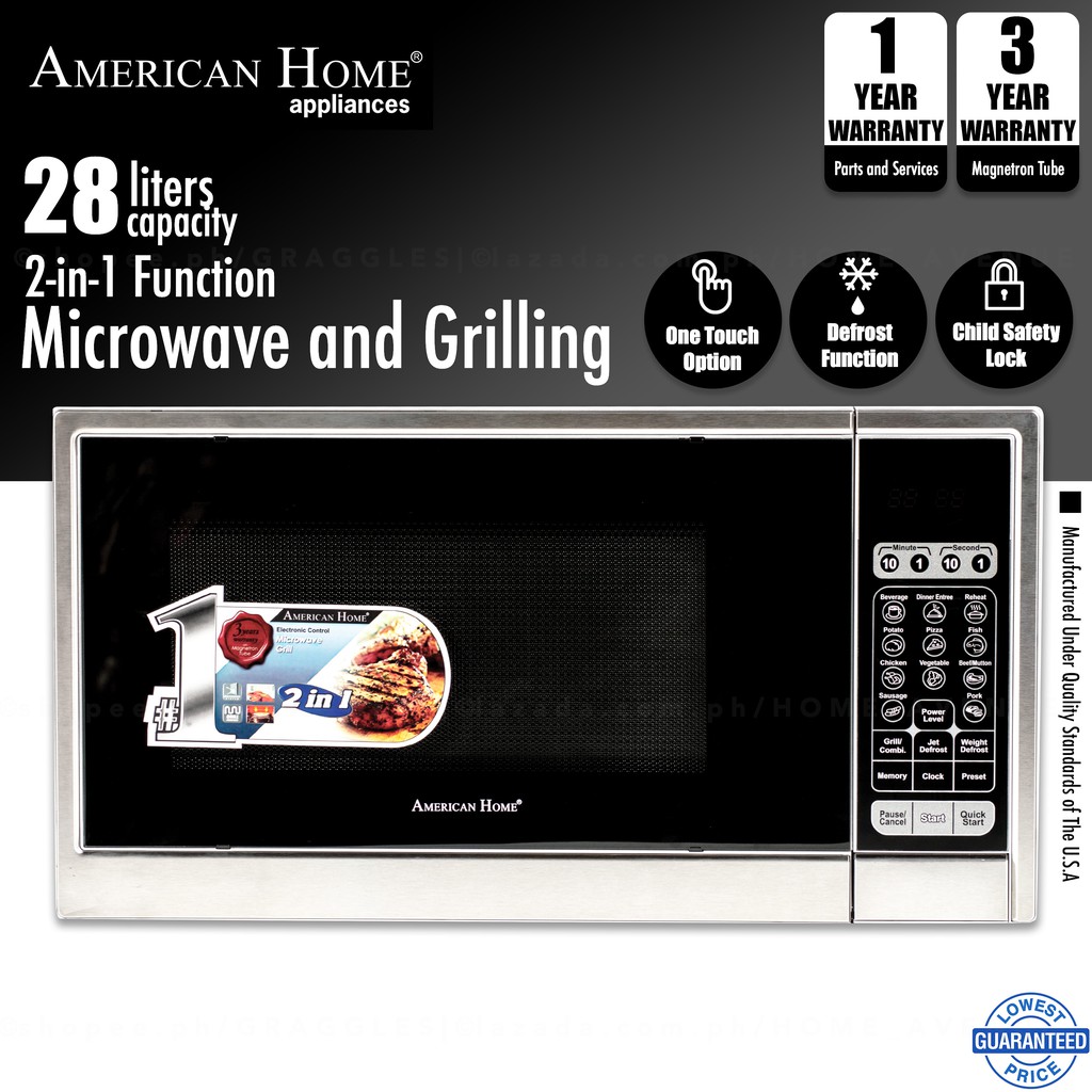 American Home 28L 2in1 Microwave and Grilling Oven AMWGCS28L
