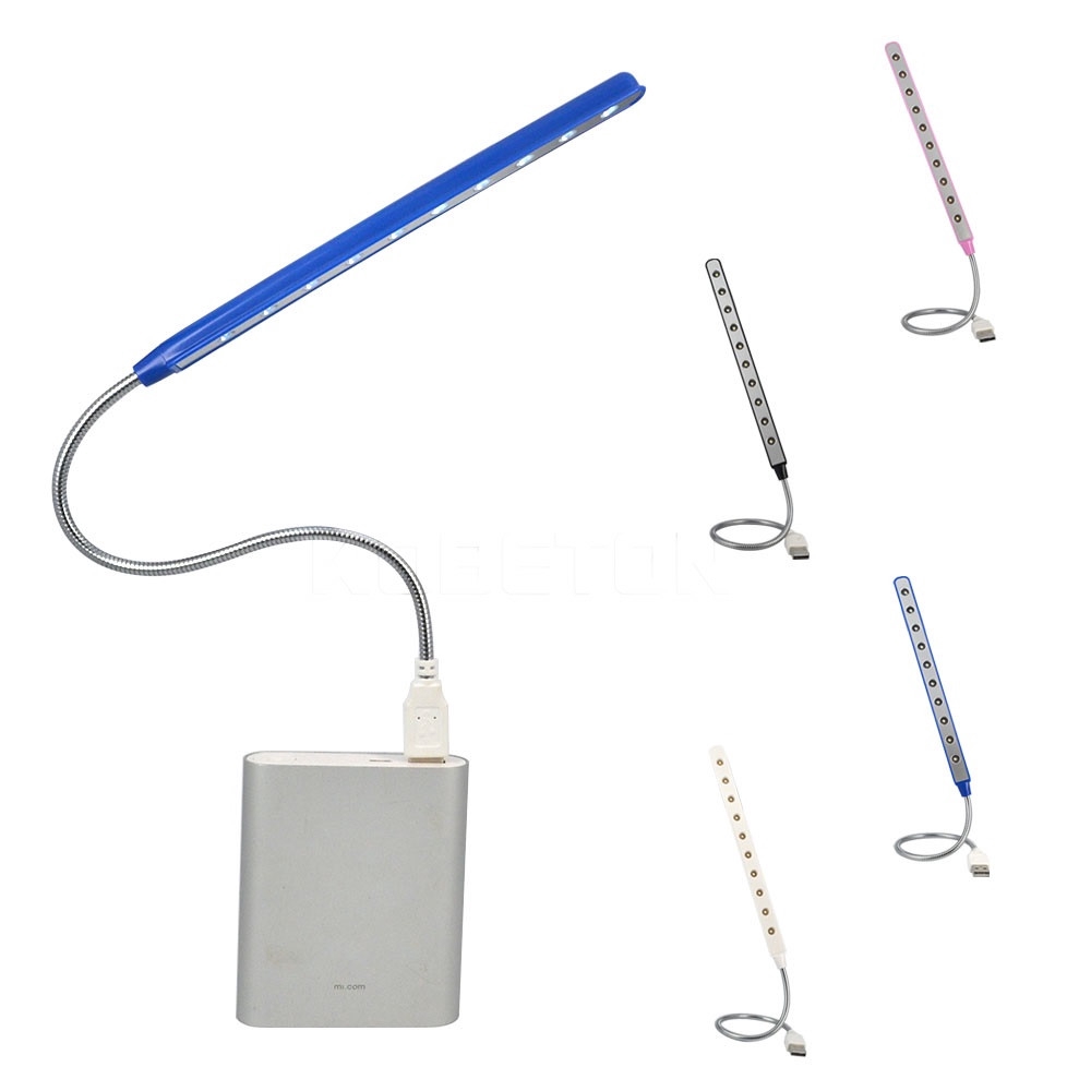 USB LED Flexible Reading Lamp Night Light 10 LEDS 4 Colors