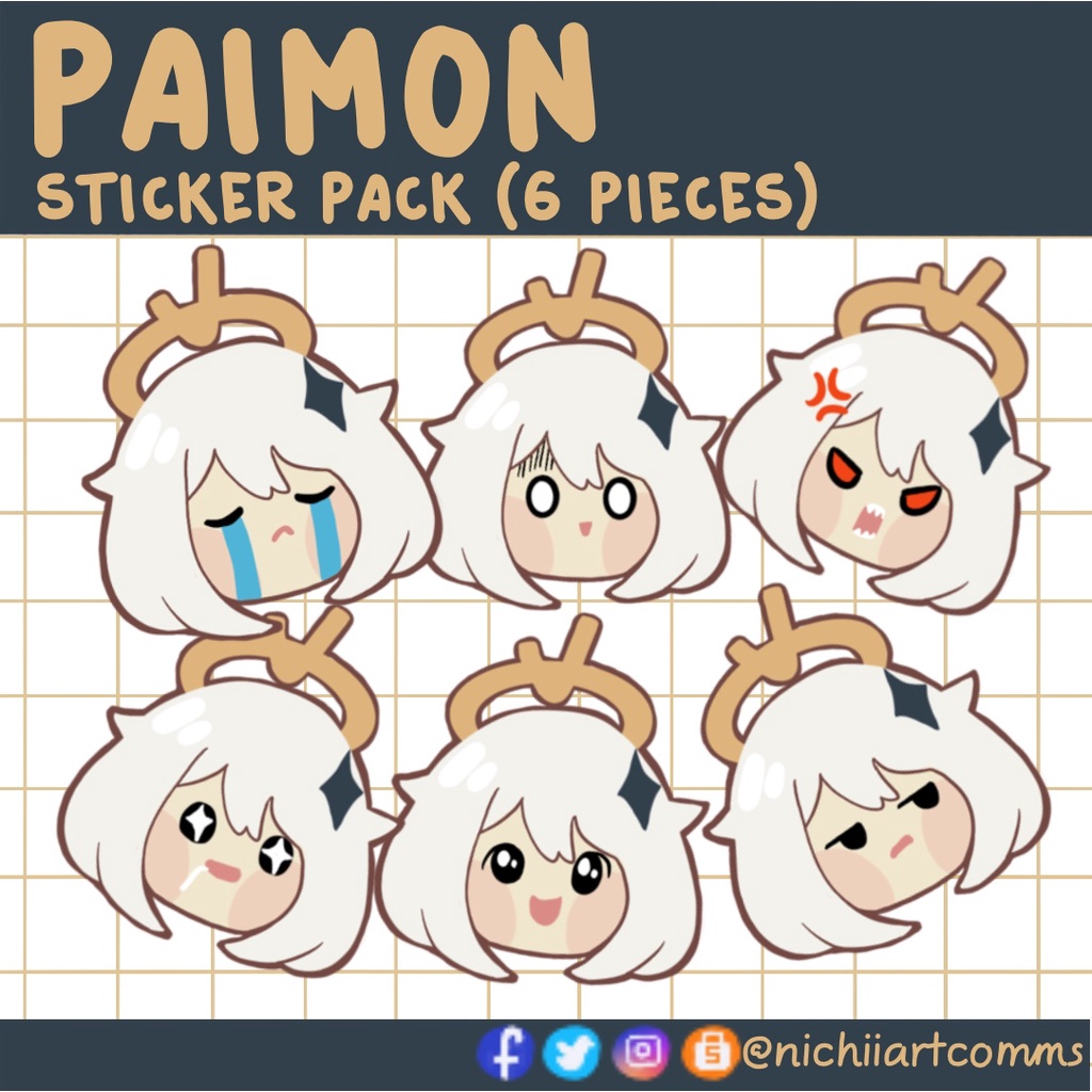 Genshin Impact Sticker Pack - Paimon Emojis (6 pieces, 6 designs ...