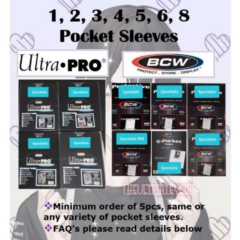 ULTRA PRO/BCW 1,2,3,4,5,6 and 8 Pockets Sleeves / Pocket Pages (READ