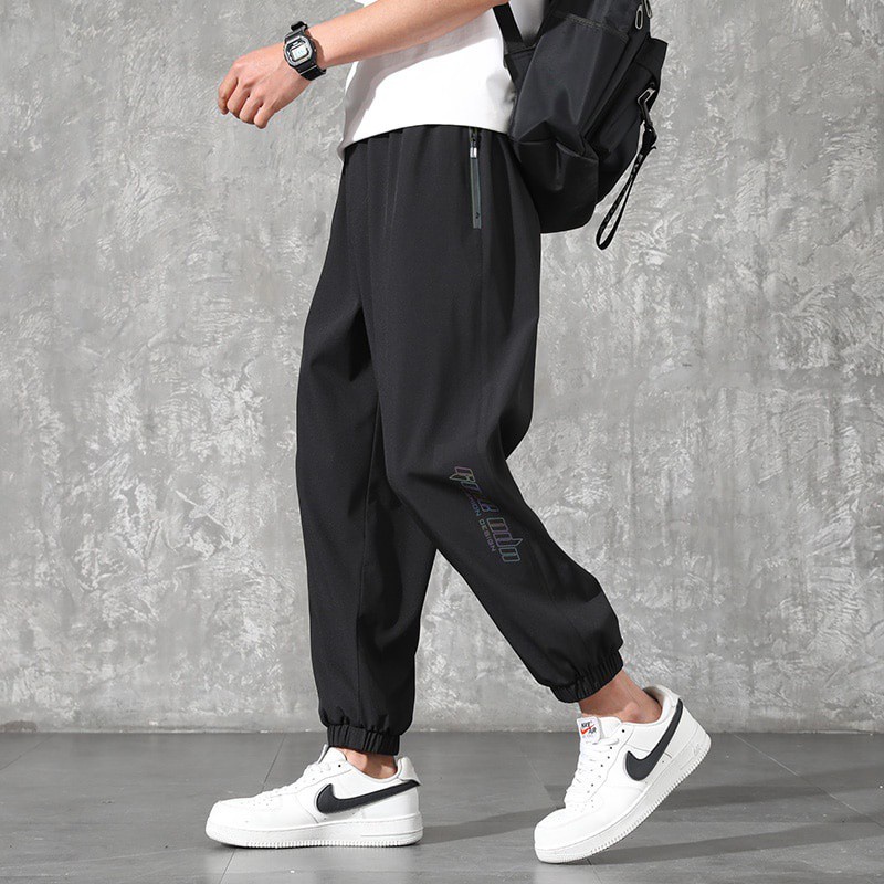 Summer Quick Dry Baggy Sweatpants Men Sportswear Black Jogger Pants Male  Zip Pockets Track Trousers | Shopee Philippines