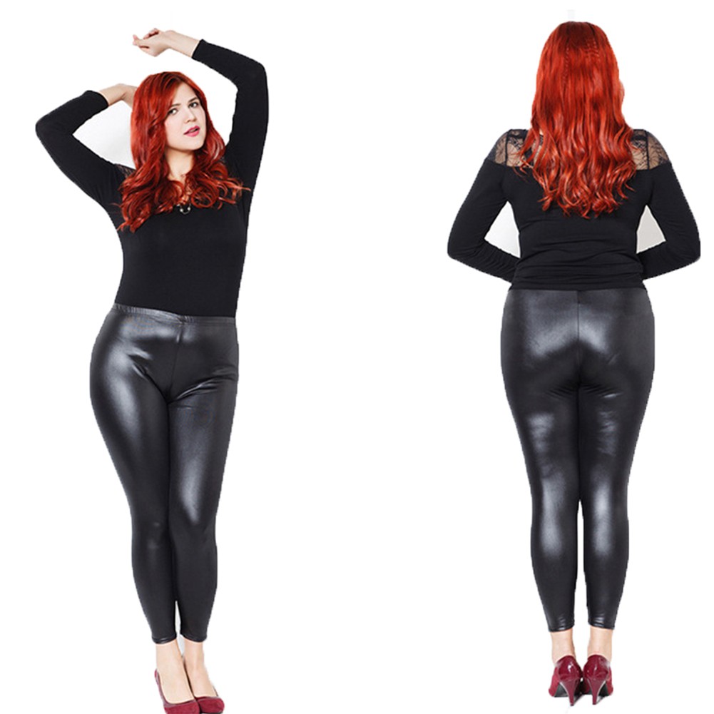 women's plus size leather leggings