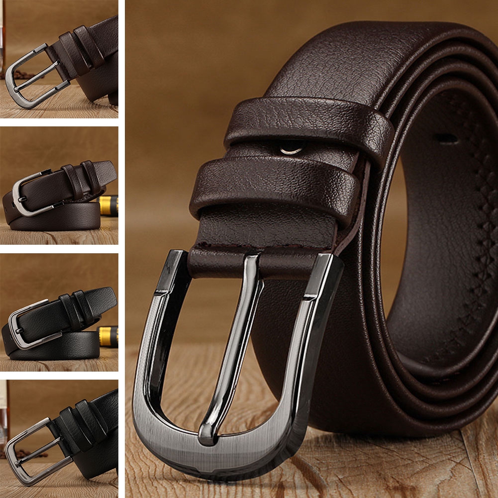 Fashion Leather Mens Automatic Ratchet Buckle Belt Waist Strap Black Belts | Shopee Philippines