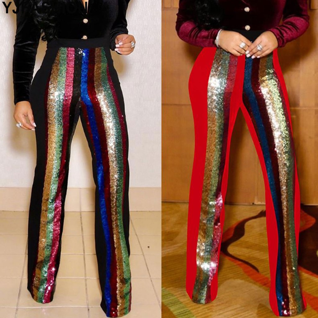 striped flare leggings