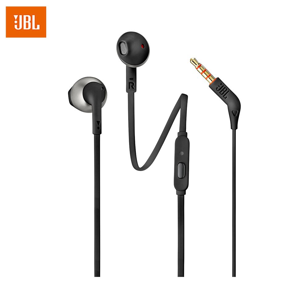 MI JBL T205 Inear Headphones JBL Pure Bass Sound Earbuds One Button