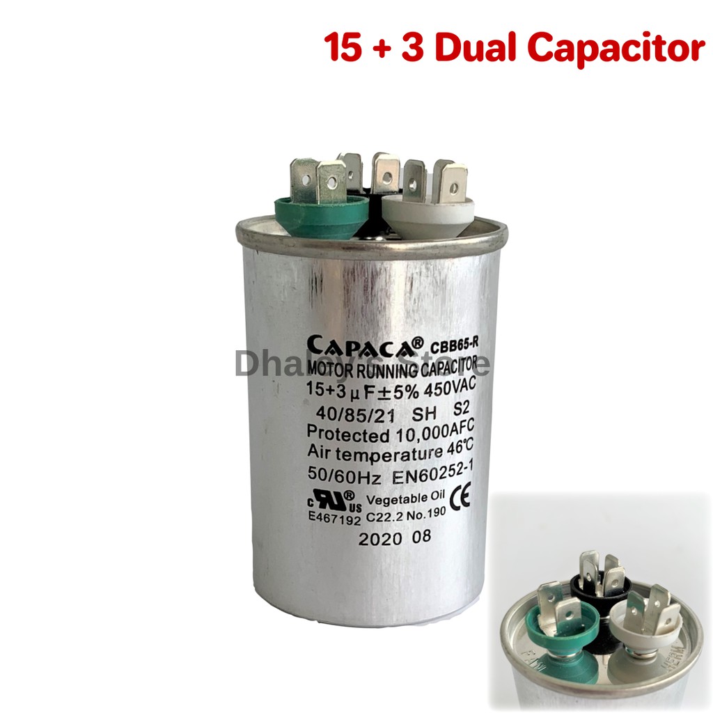 15+3 450VAC Dual Capacitor Aircon Capacitor 15+3 Motor Running