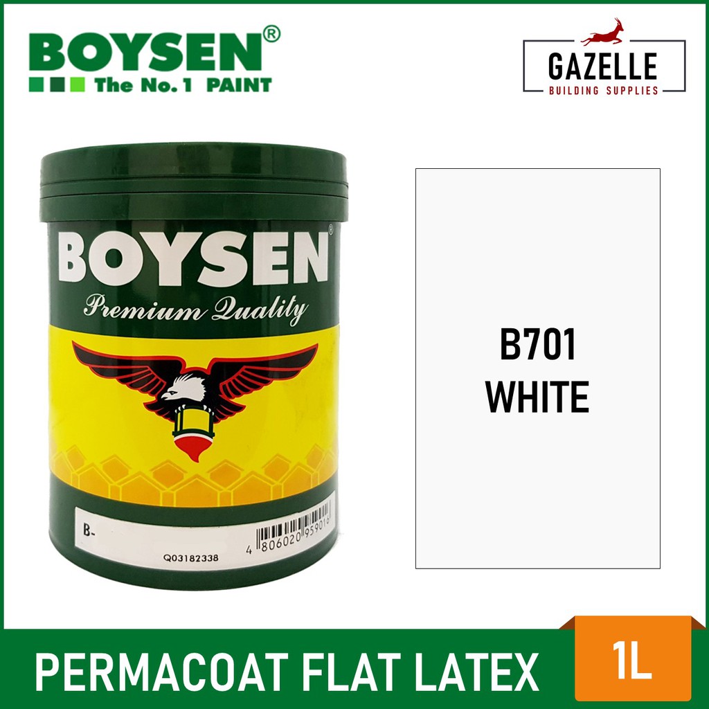 Original Boysen Permacoat Flat Latex (White) 1L (For Concrete & Stone