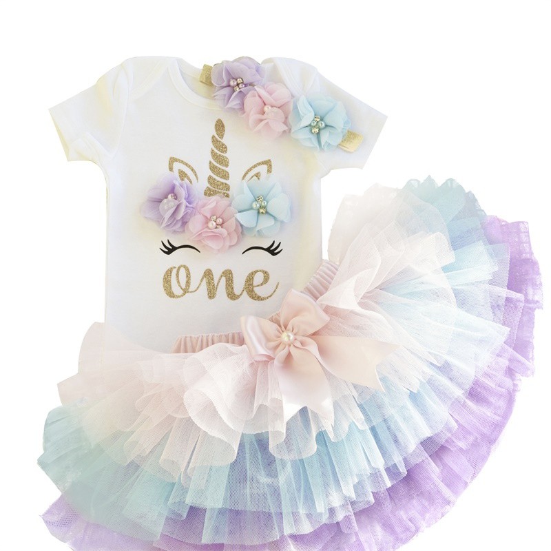 rainbow first birthday outfit girl