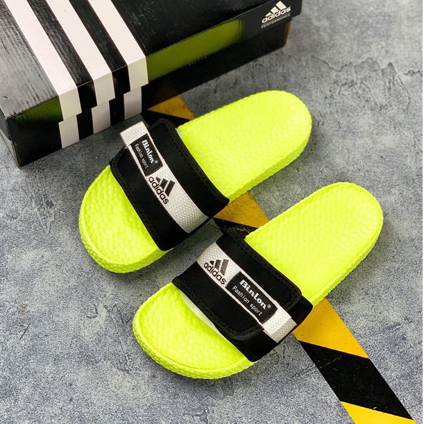 neon adidas slides