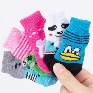 4Pcs Cute Pet Dog Socks with Print Anti-Slip Cats Puppy Shoes Paw Protector Products #5