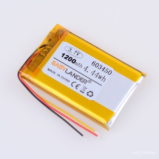 3 wires 3.7V 1200mAh 603450 Lithium Polymer LiPo Rechargeable Battery ...