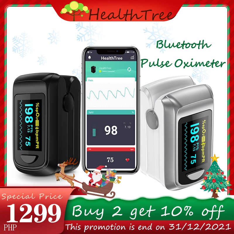 HealthTree Bluetooth Pulse Oximeter Finger, Oxymeter Fingertip, Blood