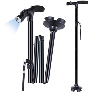 Happy HoarderPh Foldable Trusty Cane w/ LED Lights Magic Folding Trusty Cane Support Adjustable Walk #4