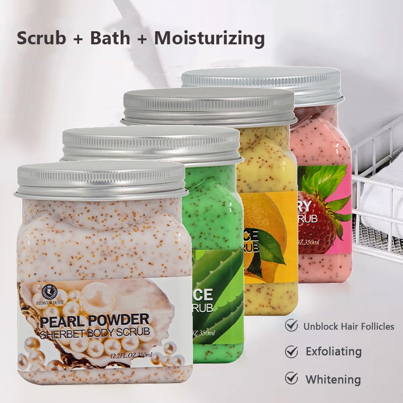 LUXU Sherbet Body Scrub Cream Whitening Butt Scrub Fruity Bath Salt Exfoliates Cream 350ML