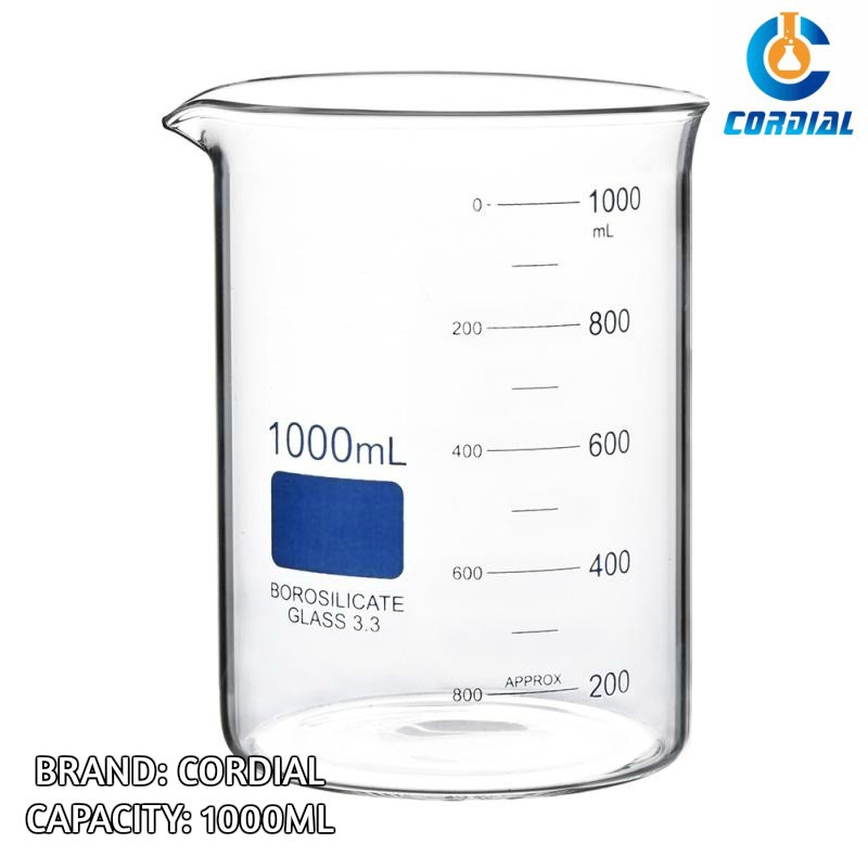 Cordial Glass Beaker Low Form 1000ml 500ml Shopee Philippines