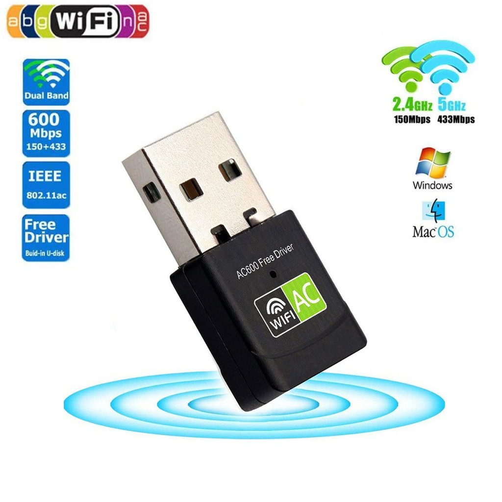 AC600 FREE DRIVER 600Mbps Wireless USB Wifi Adapter 2.4G 5GHz Dual Band