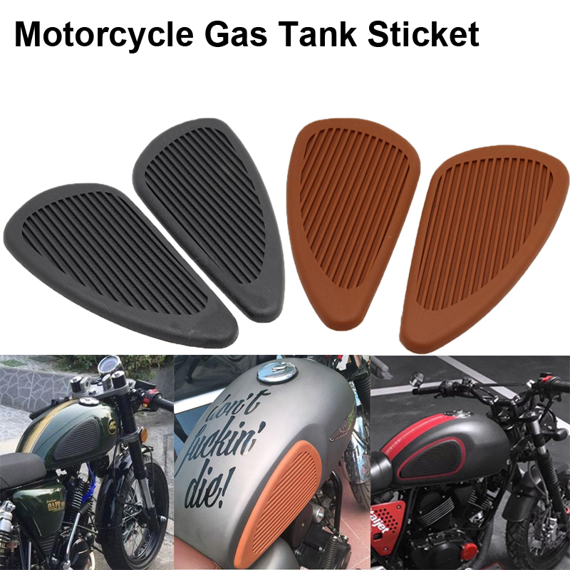 Motorcycle Rubber Vintage Gas Tank Knee Pads Side Panel Traction Pad