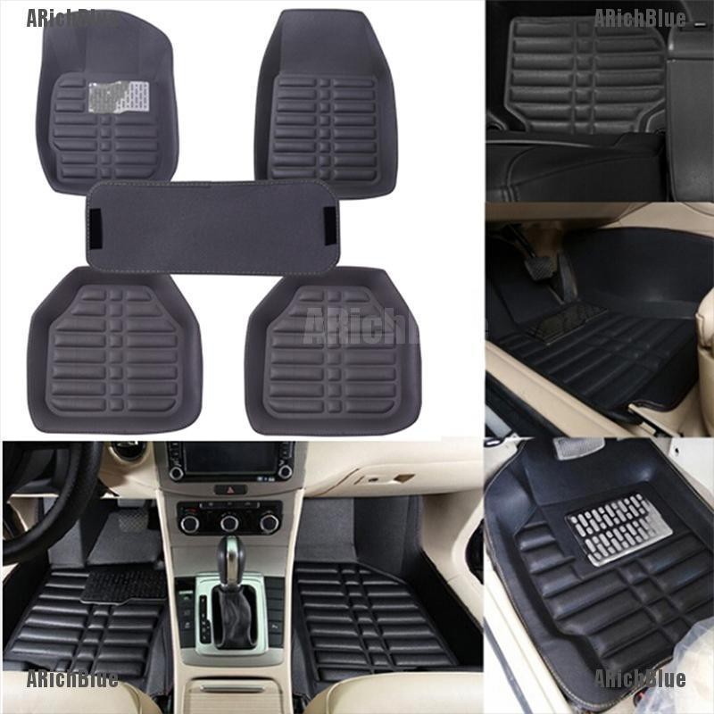 Arichblue 5pcs Set Universal Grey Car Floor Mats Auto Floor Liner