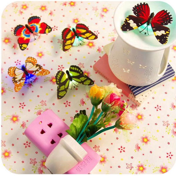5PC 7 Colors Change 3D Butterfly LED Night Light Lamp Home