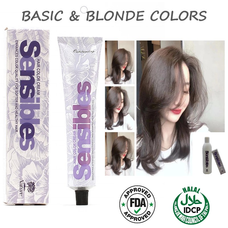 FDA and Halal Approved SENSIBLES Permanent Hair Color Cream Basic and  Blonde Colors 100ml | Shopee Philippines