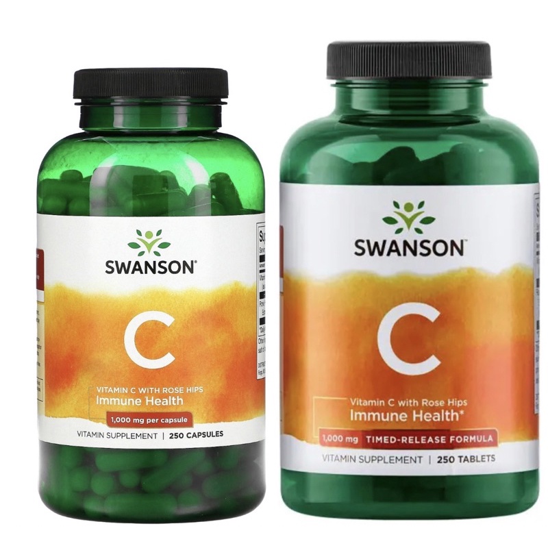 Swanson Vitamin C with Rose Hips 1000mg 250 Caps & Rose Hips Timed