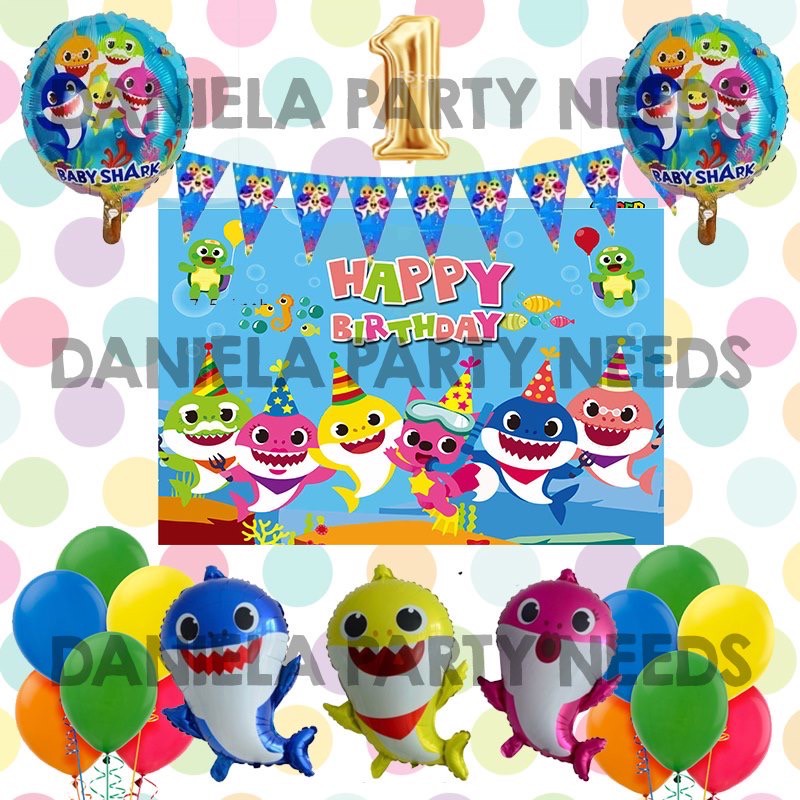 New Baby Shark Theme Decoration Set C Baby Shark Birthday Party Set C Shopee Philippines