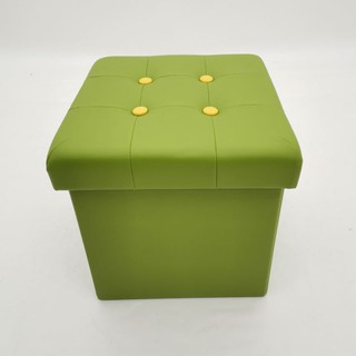 Flitch Home Pack of 2 Collapsible Faux Leather Storage Ottoman (Green + Yellow Combo) #3