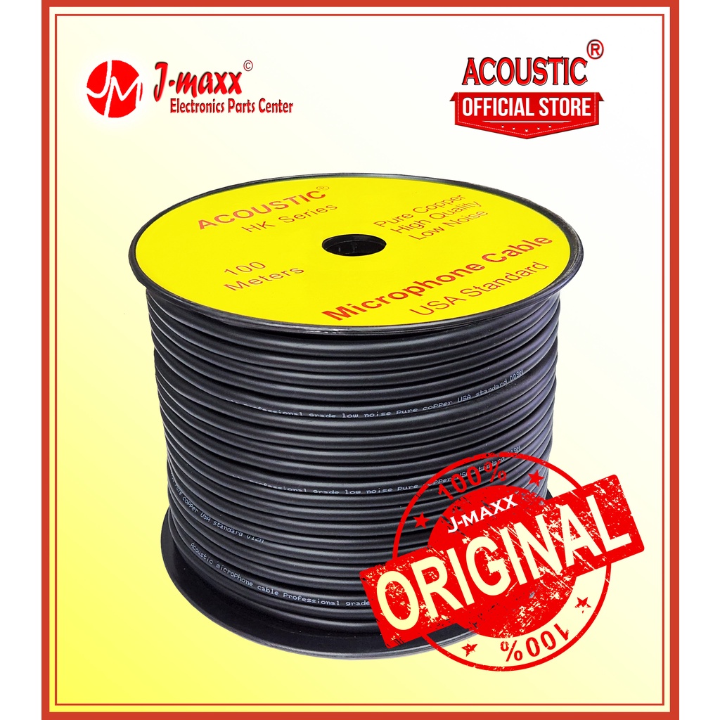 Acoustic 100 Meters Heavy Duty Stereo Microphone Cable (Black) Professional Grade (USA