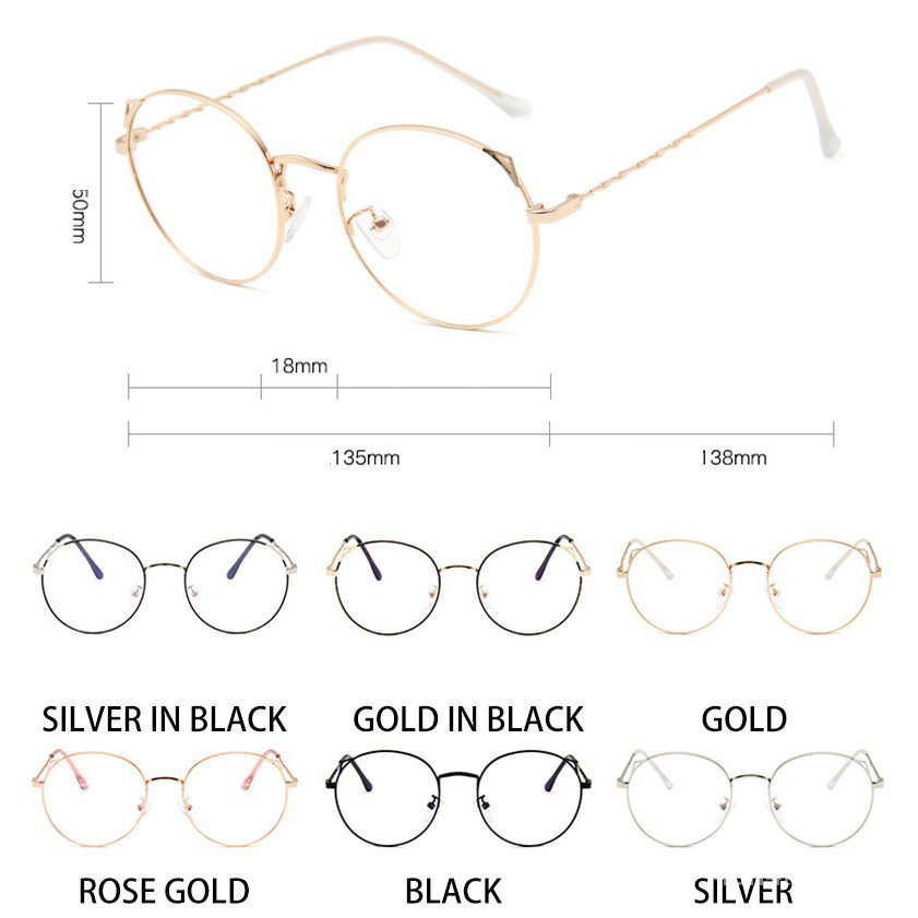 Korean Cute Eyeglasses Frame Flat Lens Retro Round Metal Frame Student