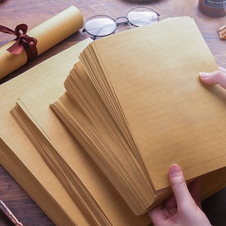 50 Sheets A4/A5/B5 Minimalist Vintage Kraft Letter Paper Blank Horizontal Line Writing Paper