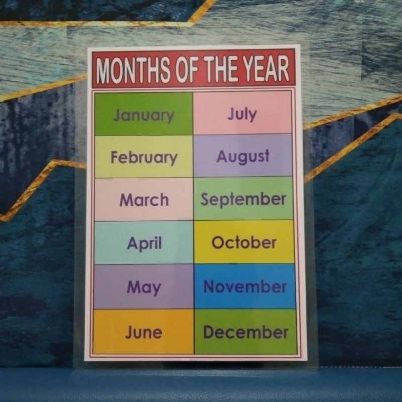 Educational chart months of the year laminated a4 makapal | BeeCost
