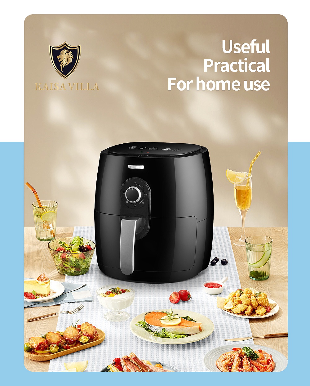 Kaisa Villa air fryer 5.5L 4L 4.5L 6.5L oil free electric air fryer