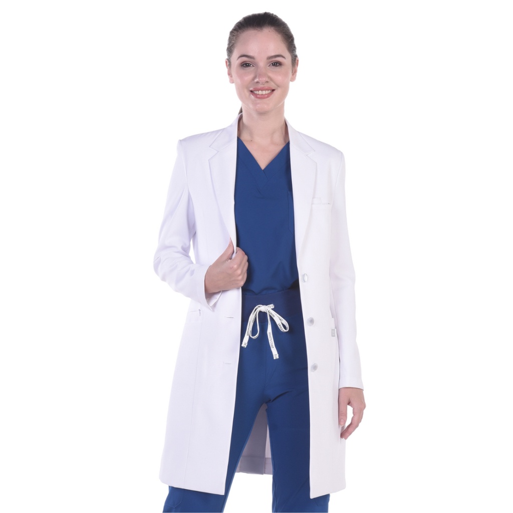DOCTOR'S WHITE COAT BLAZER LONG SLEEVE MEDICAL UNIFORM Gabardine Fabric