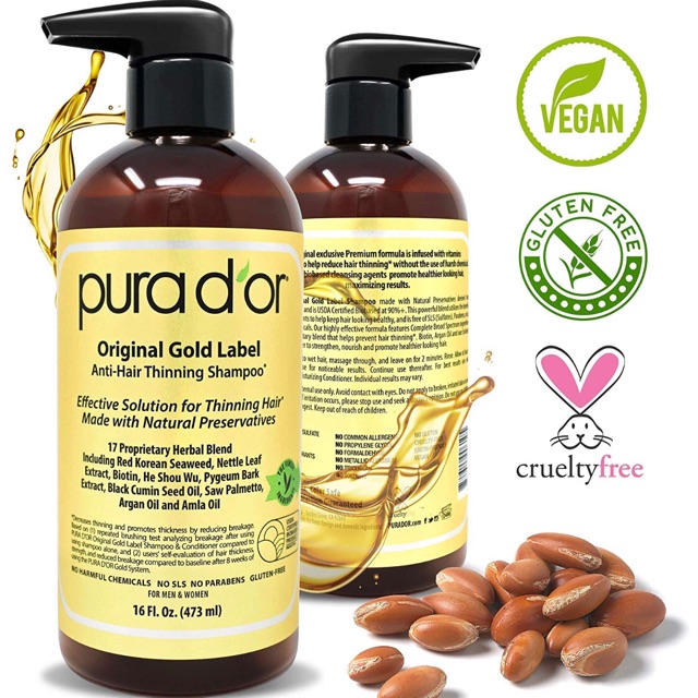 Pura D Or Original Gold Label Anti Thinning Shampoo 16 Fl Oz