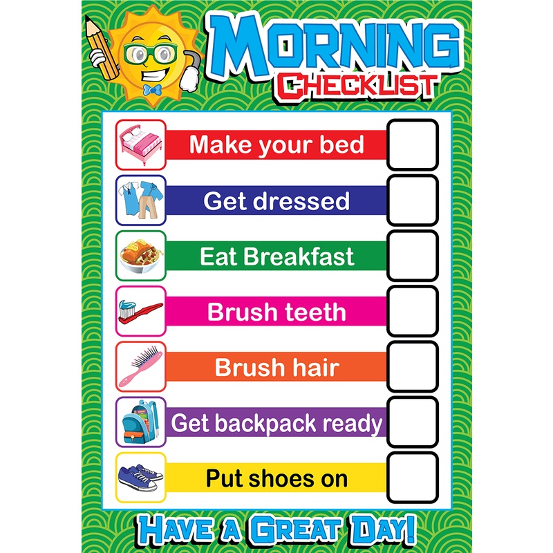 MORNING CHECKLIST V.2 EDUCATIONAL CHART FOR KIDS - A4 SIZE | Shopee ...