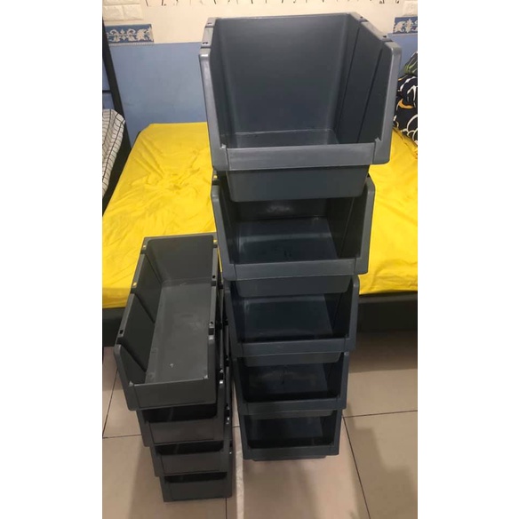 Husky Stackable Storage Bins Gray Dandk Organizer