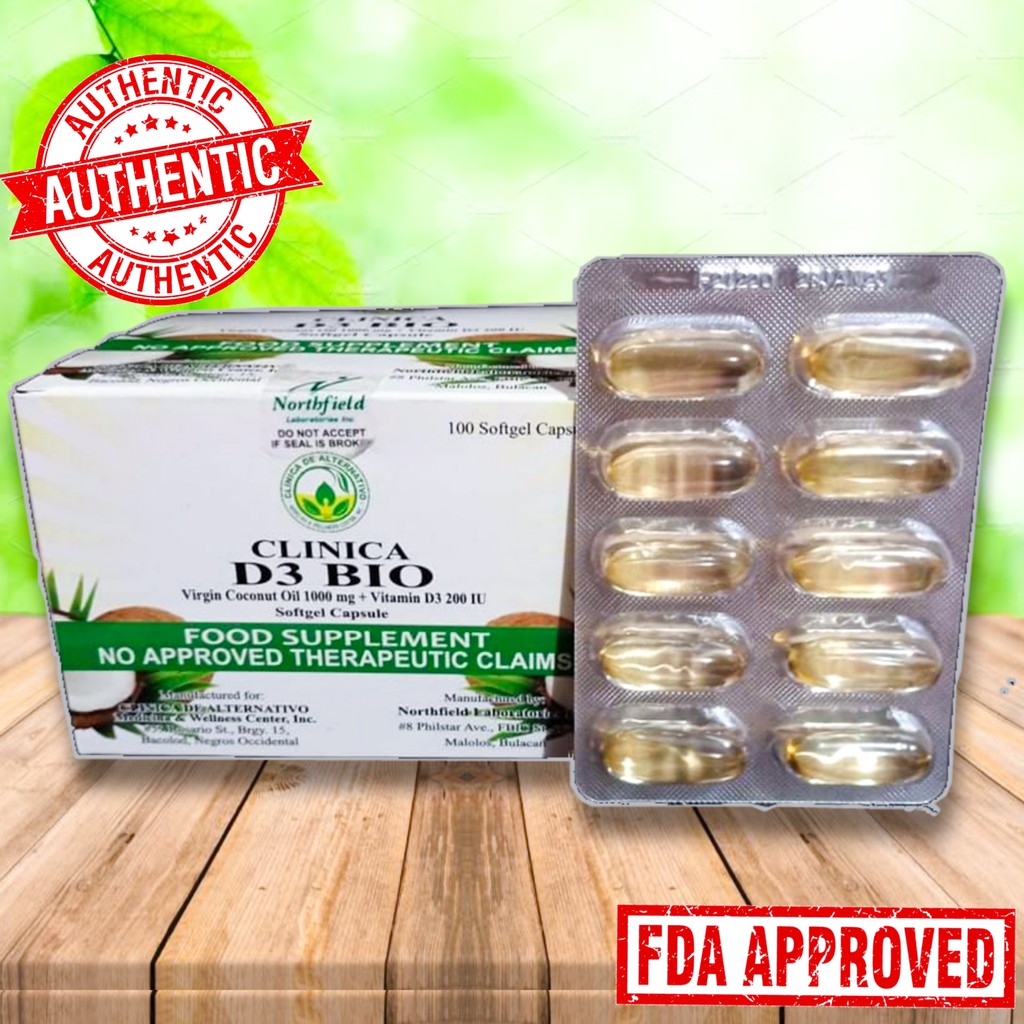 CLINICA D3BIO (Vitamin D3 wtih Virgin Coconut Oil) (100 Capsules/BOX
