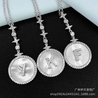 S925 Silver White Fritillaria Letter Necklace Female Unique Name Meaning Clavicle Chain ins High-End Sweater Chain#NO.YB0913
