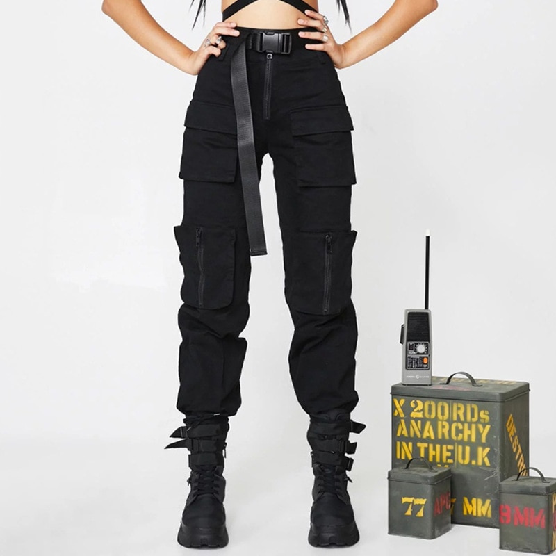 women's black army cargo pants