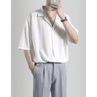 DS Korean Shirt Short Sleeves Button Down Shoulder Casual Shirt Top ...