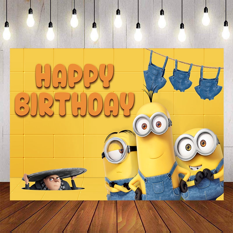 Minions Backdrops Cartoon For Children Birthday Party Photography Yellow  Backgrounds Photocall For Children Birthday Party Decor Custom Name Photo |  Shopee Philippines