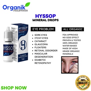 2Bottles Hyssopus Mineral eyedrops (15ml) Cataract/Glaucoma/Pugita sa mata/Dry Eyes/Retinal Disorder