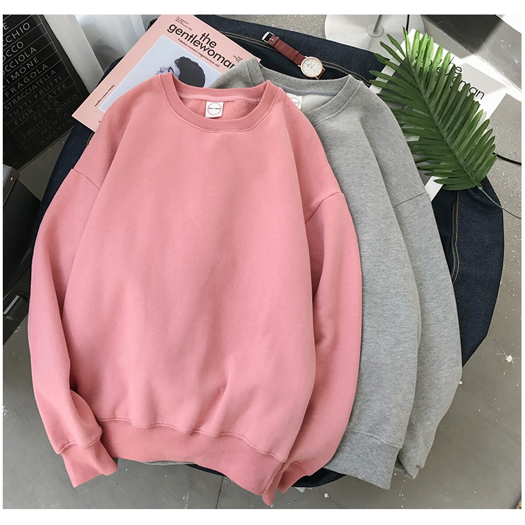 Women Korean Long Sleeves Sweater pure color oversized Thick sweaters ...